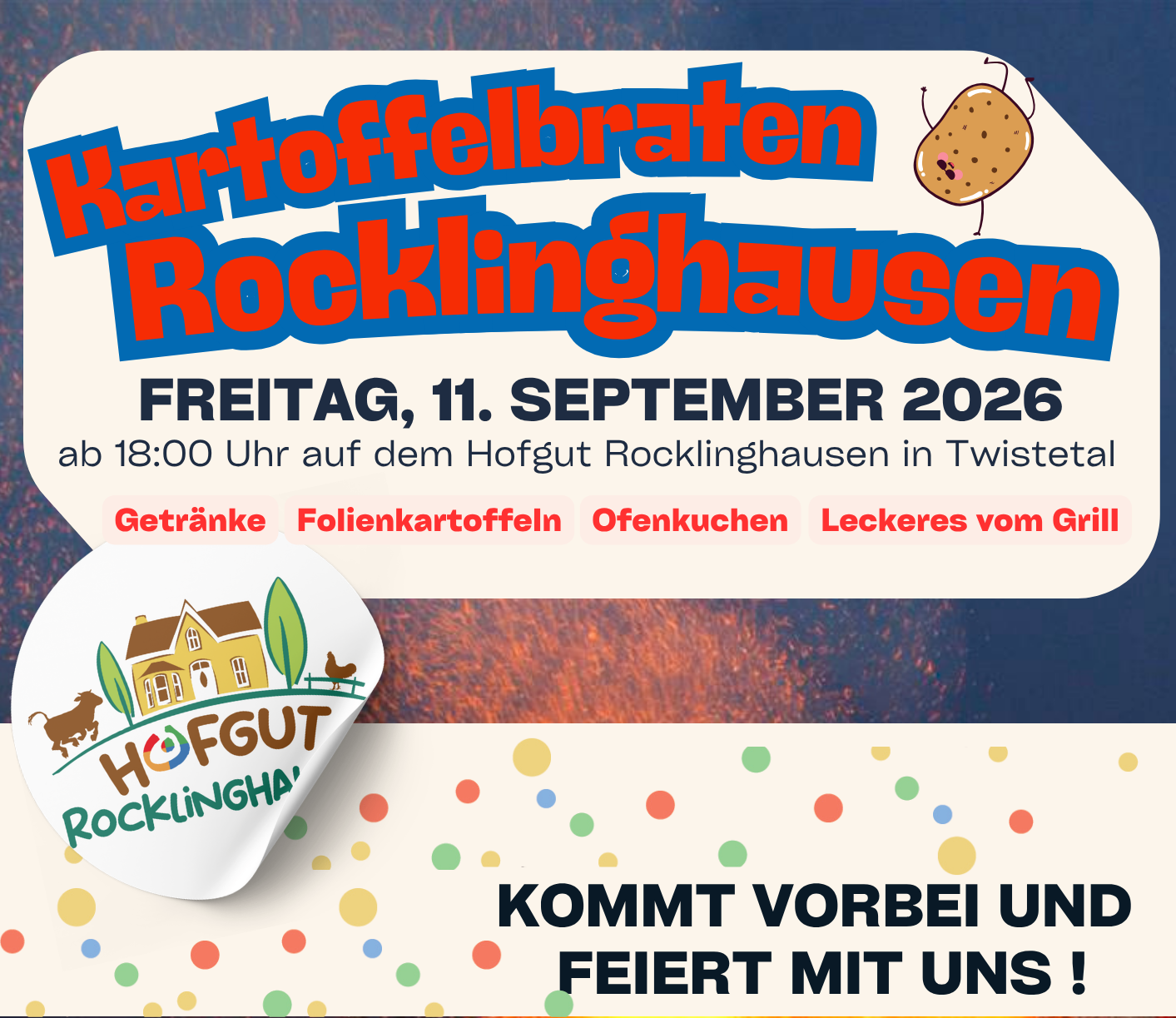 Plakat Kartoffelbraten auf dem Hofgut Rocklinghausen